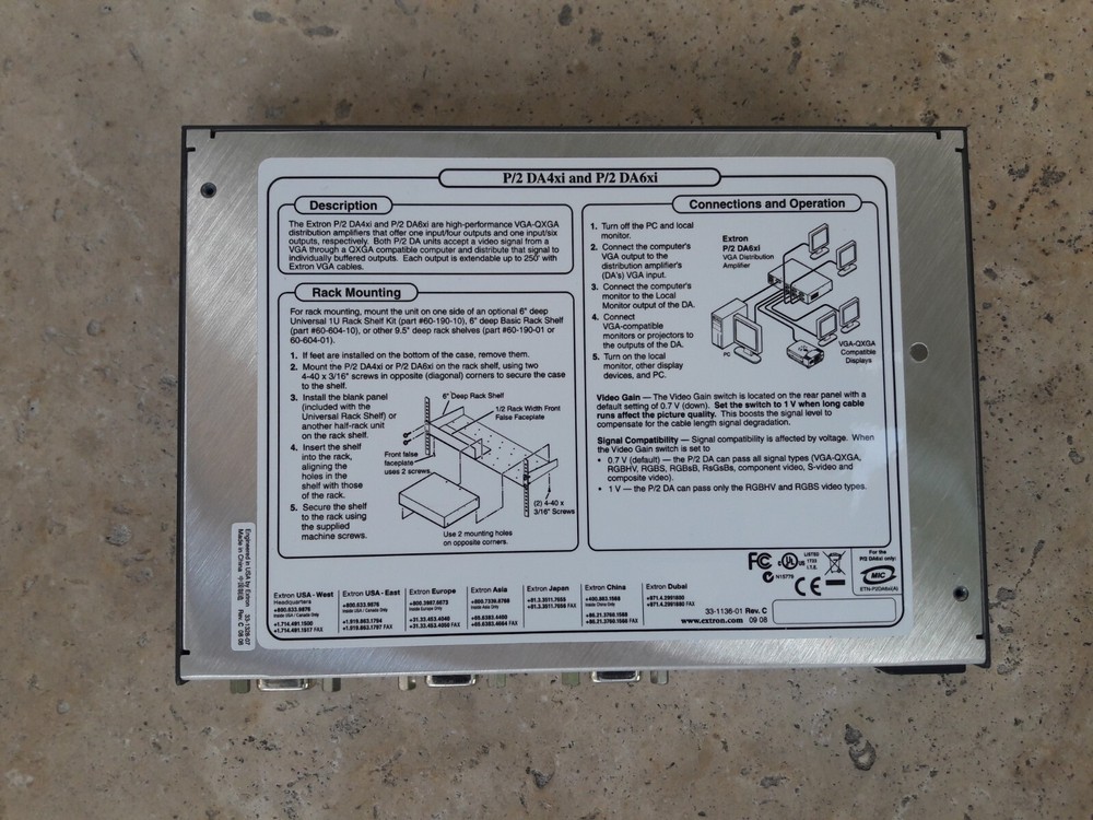 EXTRON VGA DISTRIBUTION AMPLIFIER P/2 DA6XI