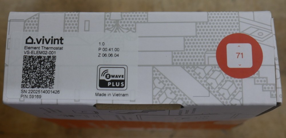 Vivint Smart Element Thermostat VS-ELEM02-001