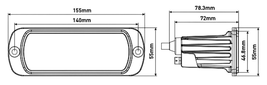 LED Work Light Reverse Light + Amber R65 LED Warning Strobe Lights Flush Mount