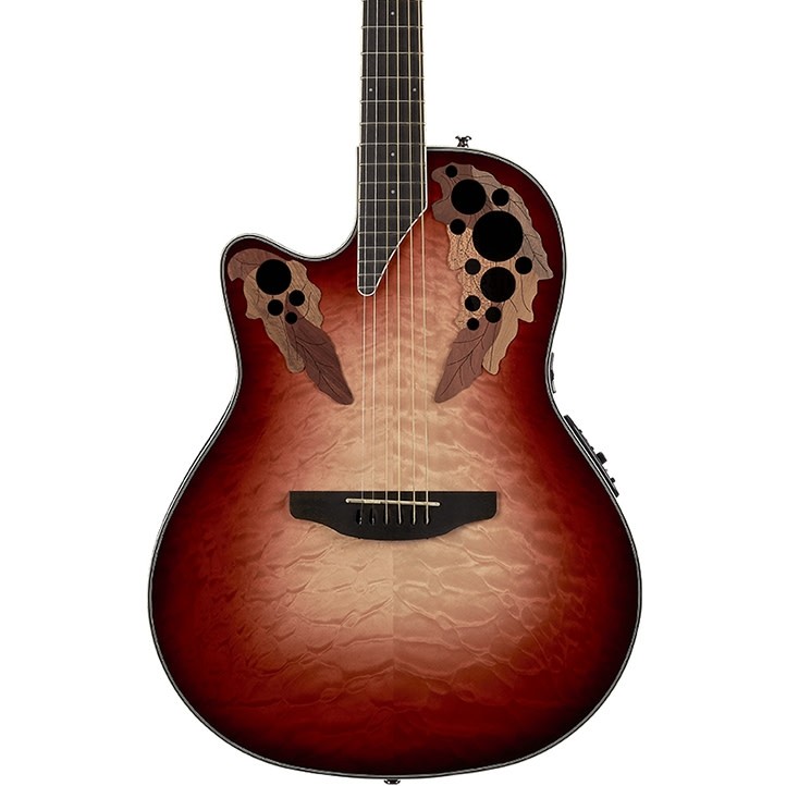 Ovation Celeb CE44LX Elite Plus Left-Hand A/E Guitar, Spruce Top, Ruby Red Burst