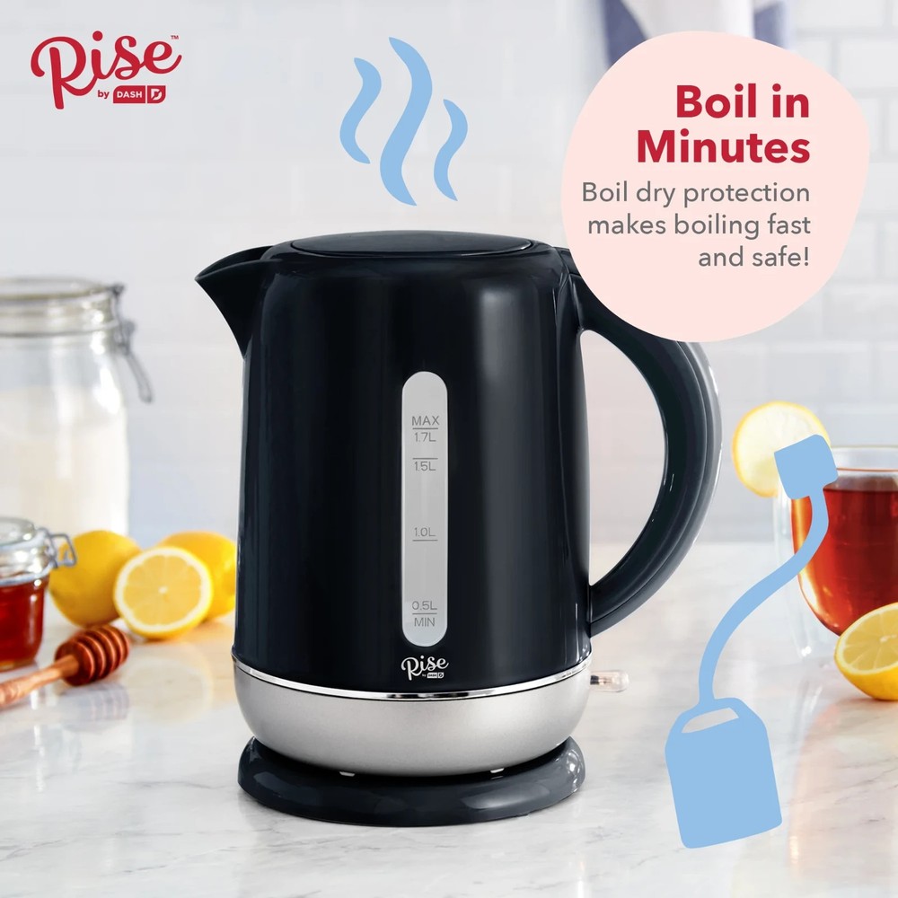 Black Polypropylene 1.7 L Electric Tea Kettle with Automatic Shut-Off