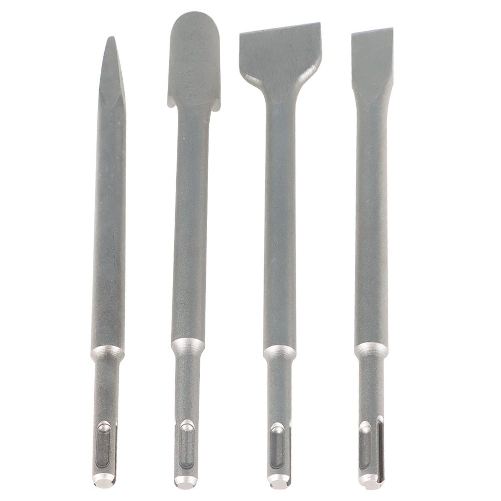 4 Pack Durable SDS Plus Chisel Bits -Flat Chisel Grooving Chisel & Point Chisel