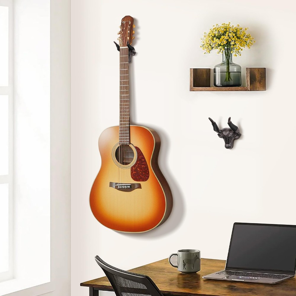 Guitar Wall Mount Hook 2 Pack, Cool Guitar Wall Hanger Cast Iron, Decorative ...