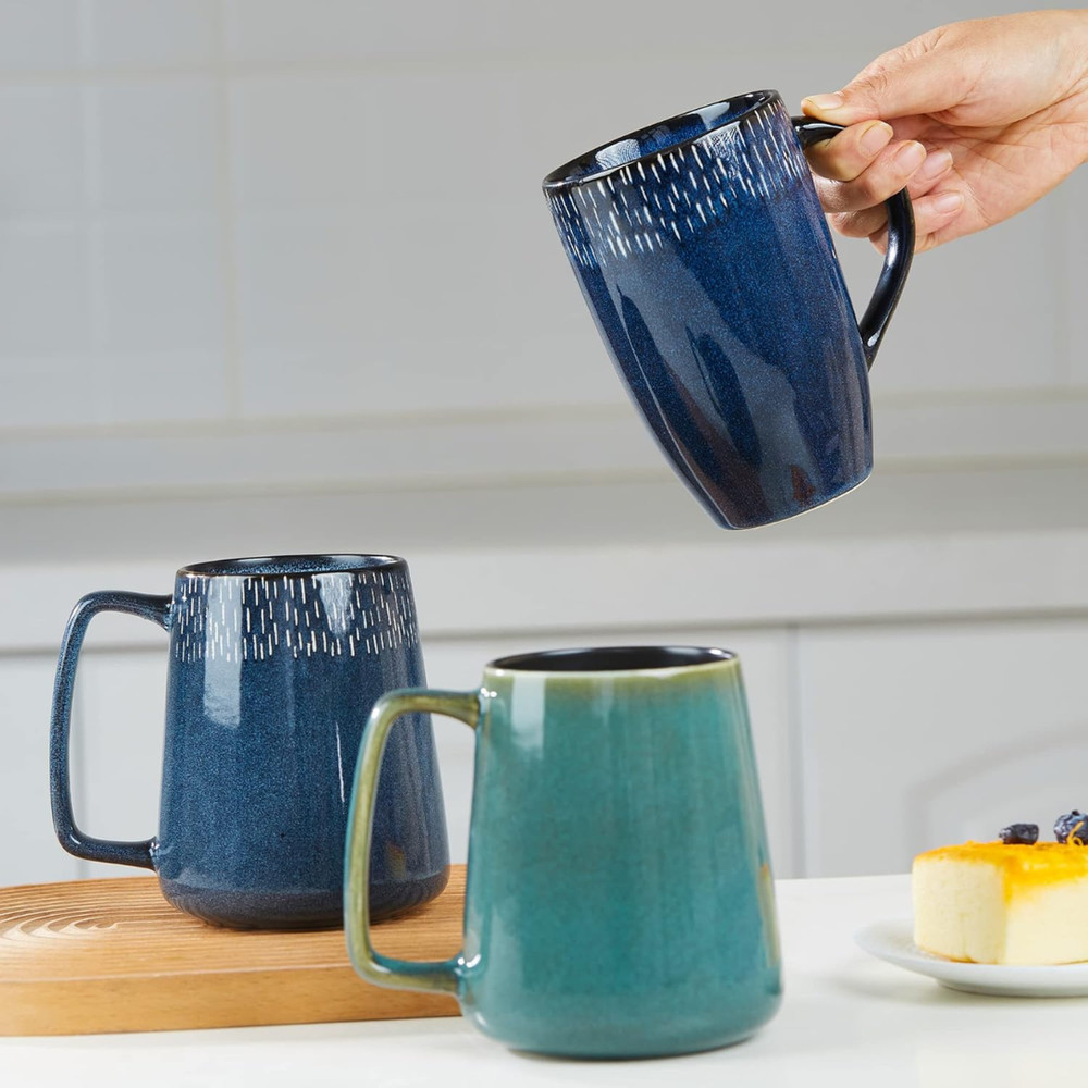 24 OZ Extra Large Ceramic Coffee Mug with a Large Handle (24 OZ Green)