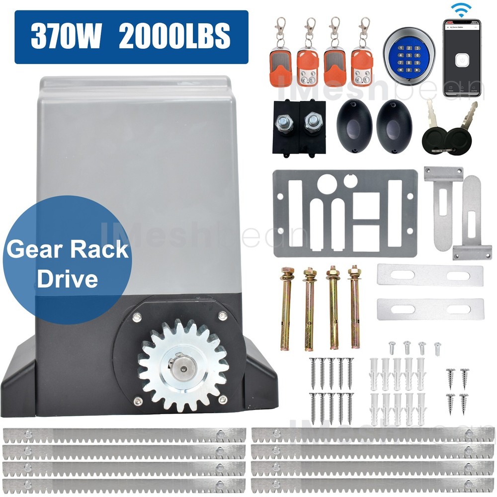 2000LBS Automatic Sliding Gate Opener Rack Driven APP+Keypad+4 Remote Controls