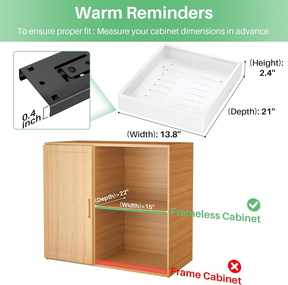 Pull Out Cabinet Organizer, 21"Deep, Heavy Duty Full-Extension Slide Out Drawers