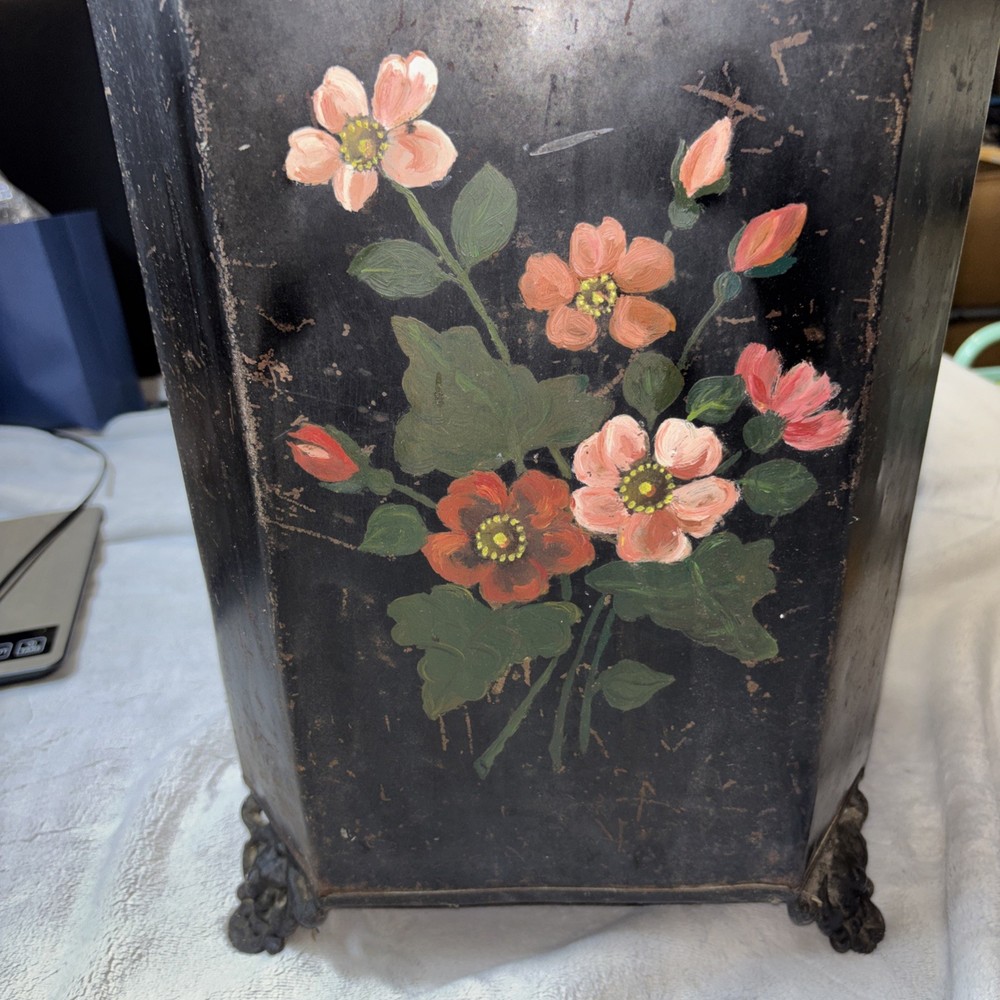 19th French Decorative Painted Coal container – Antique Charming Storage