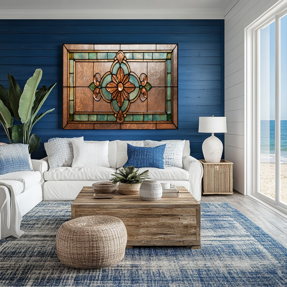 Stained Glass Look Kitchen Backsplash, Pattern Tile One Piece Tempered Glass Kit