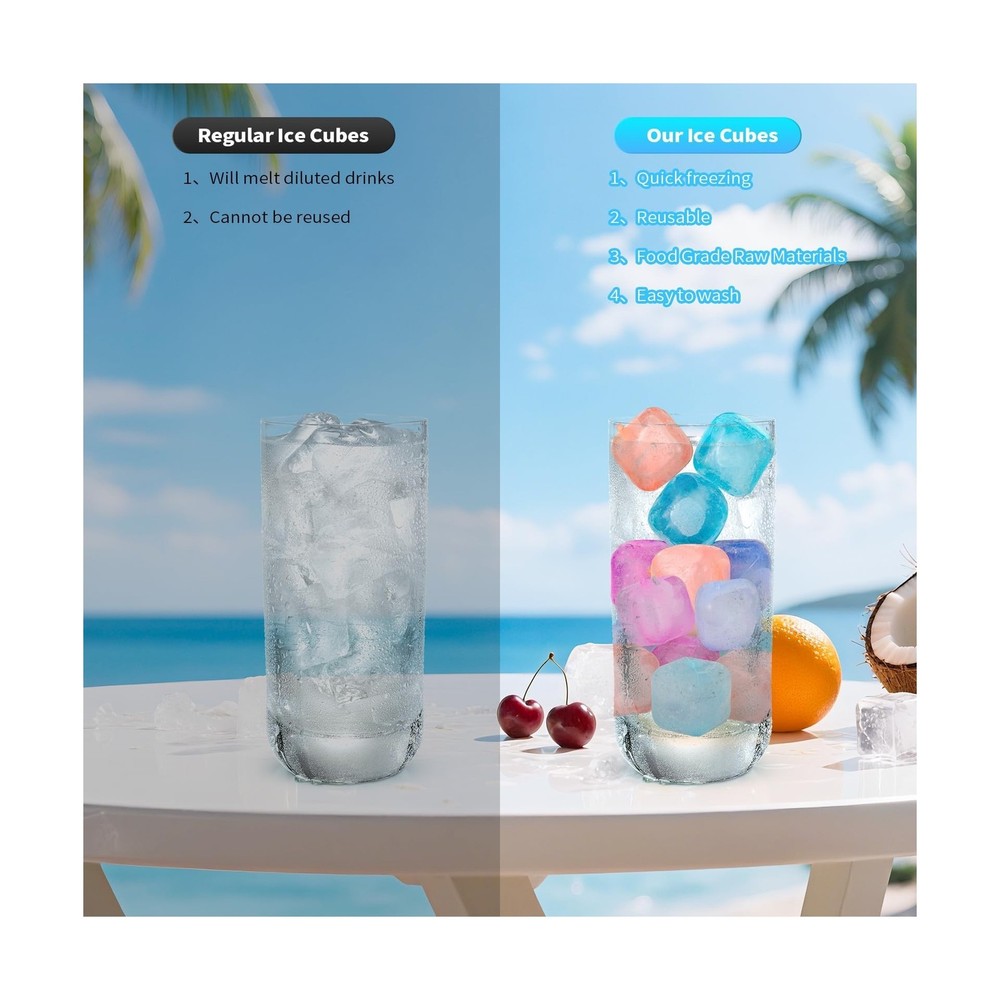 380 Pack Reusable Ice Cube for Drinks - Refreezable Plastic Ice Cubes Without...