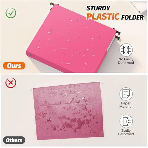 Extra Capacity Plastic Hanging File Folders,12 Pack Reinforced Assorted Colors