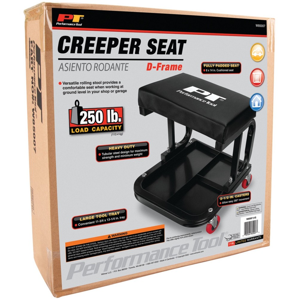 Performance Tool W85007 250 lb Rectangular Creeper Seat with Tool Tray