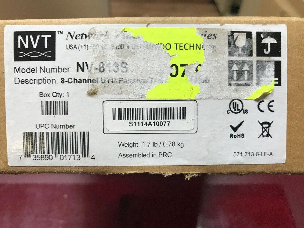 Z- Network Video Technologies NVT NV-813S UTP Passive Transceiver Hub