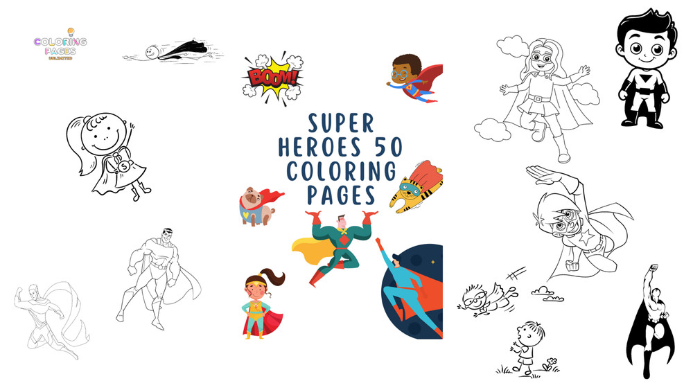 Super Heroes 50 colouring pages