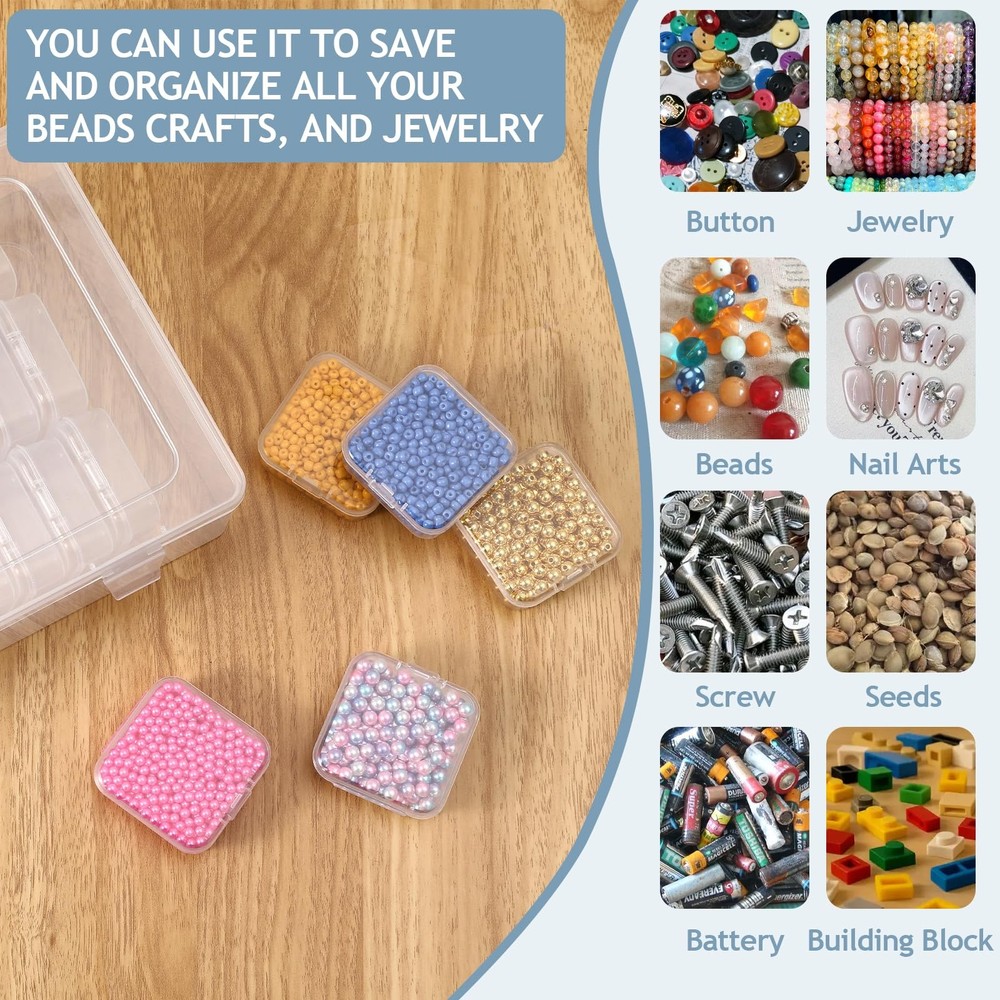 Bead Organizer Box, 30pcs Small Clear Plastic Storage Containers, Craft