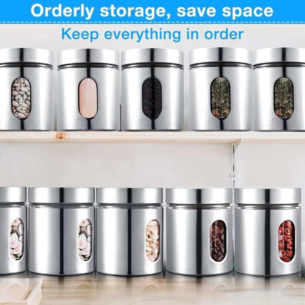 Durable 6 Pack Canister Set with Transparent Windows - 20 oz Storage Solution