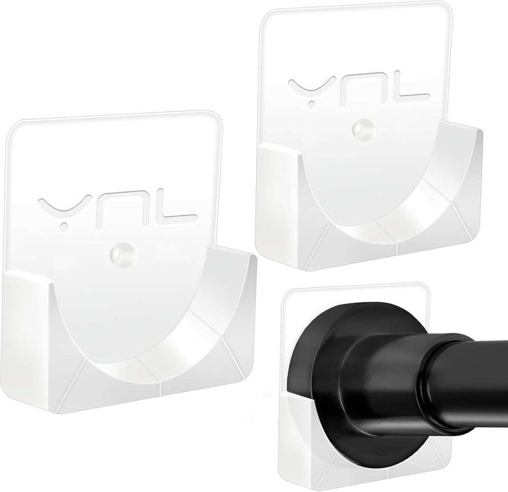 YNL 2 Pack Adhesive Shower Rod Holders, Transparent Retainer