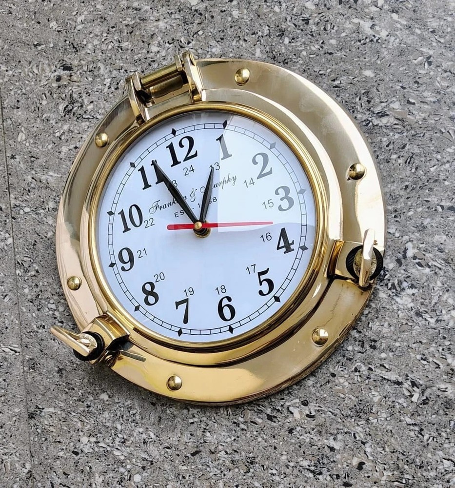 Nautical Porthole Clock Solid Brass Ships Maritime Clock Beautiful Gift