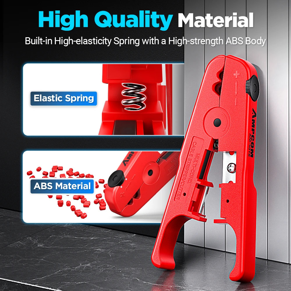 AMPCOM Wire Stripper Ethernet Cable Cutter Tool CAT5-CAT7 Round Cable Stripping