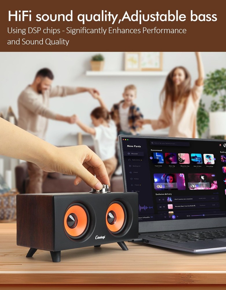 【2026 Update】 USB 2.1 Computer Speakers with Subwoofer, 3.5mm/USB Input Pc Sp...