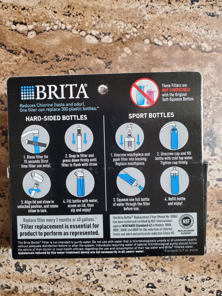 Brita Bottle Replacement Filters 2 count- New - Sealed