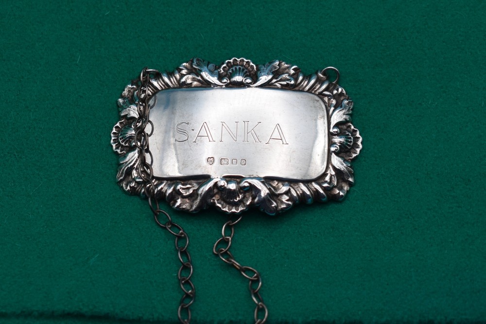 925 Sterling Silver Sanka Decanter Label