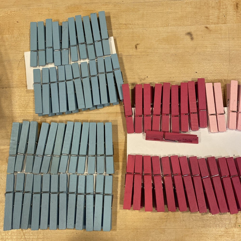 Clothespins In Blue And Deep Pink