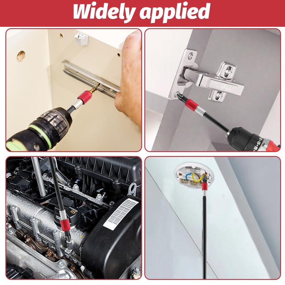 4-Piece Drill Bit Extension Set 2-12" Quick Release Double Lock Holder