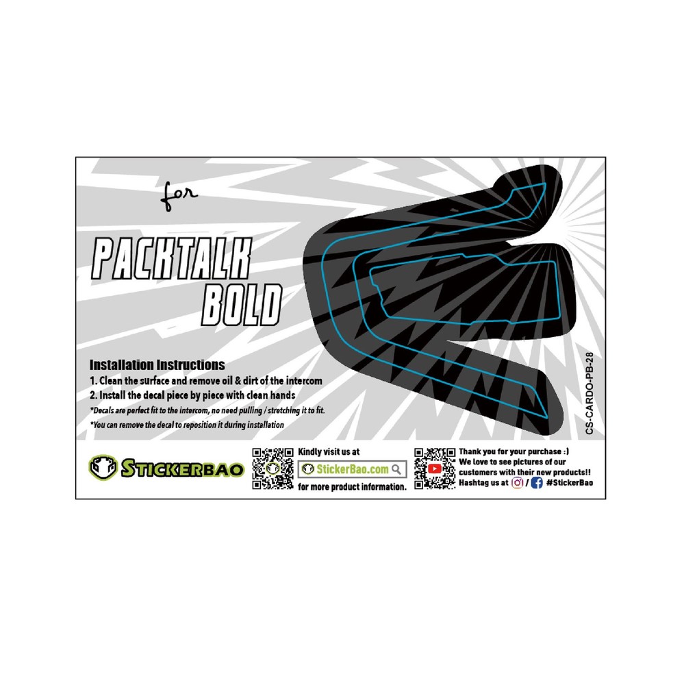For Cardo Packtalk BOLD Adhesive Protective Wrap Cover Sticker Lightning