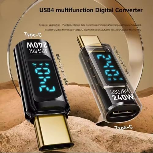 USB C 8K 40Gbps Mini Digital Meter USB 4.0 Type-C Extension Adapter Display