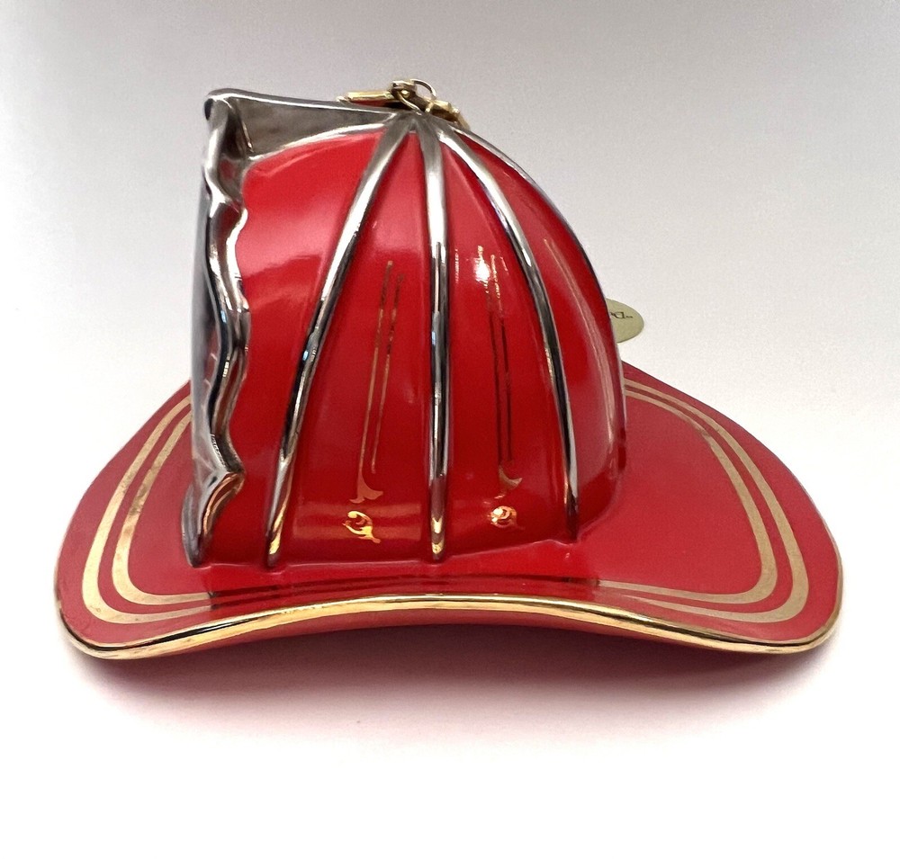 3 Red Bradford Exchange Courage Under Fire Fireman Helmet Ornaments 2002 EUC