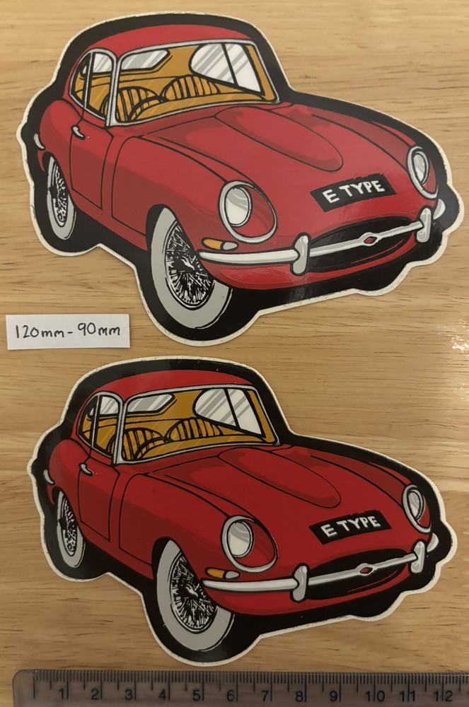 Jaguar E-type Stickers x2 Stickers / Toolbox / Wall / Laptop