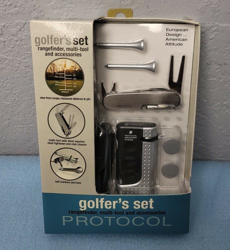 Protocol Golfer’s Set – Rangefinder, Multi-Tool & Accessories – Golf Gift Kit