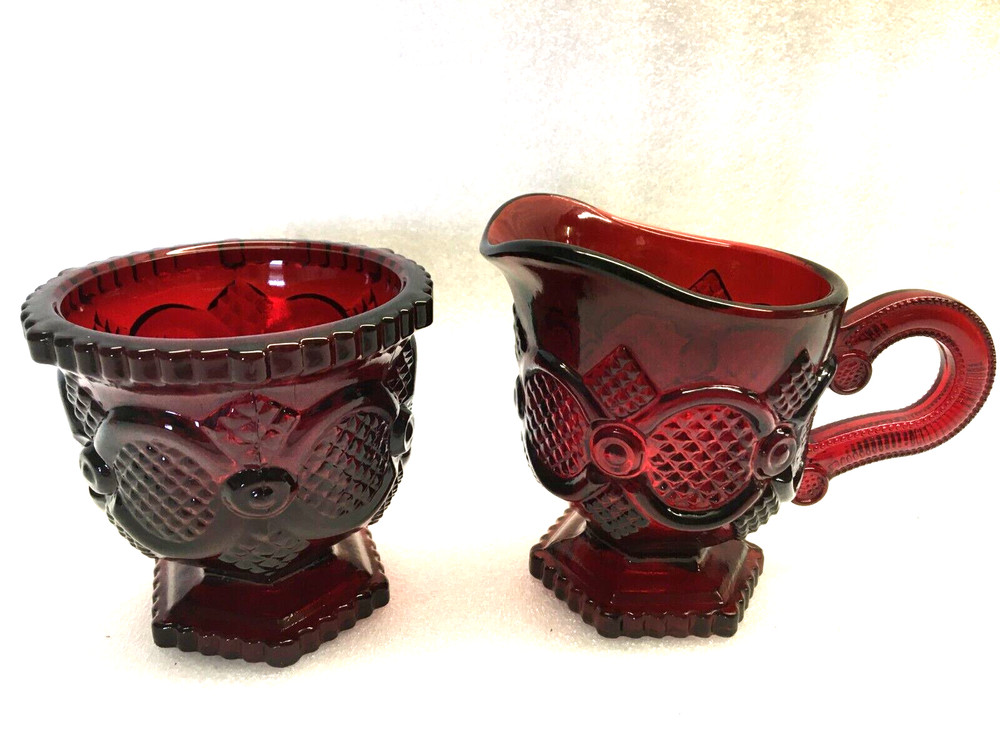 1876 Cape Cod Ruby by AVON Creamer & Open Sugar