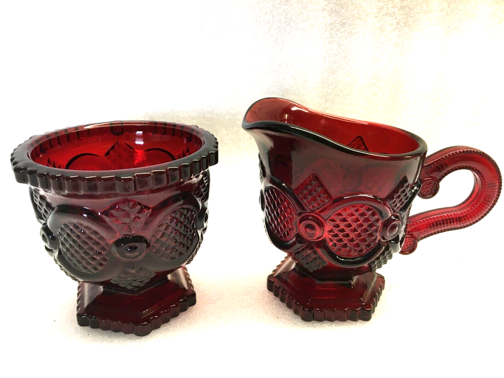 1876 Cape Cod Ruby by AVON Creamer & Open Sugar