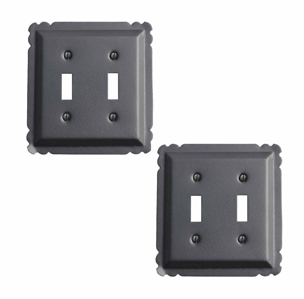 2 Switchplate Black Steel Double Toggle | Renovator's Supply