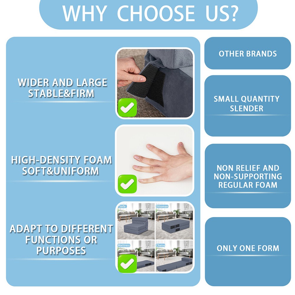 Folding Sofa Bed Convertible Flip Sofa Bed Chair Modern Fold Down Sleeper Sofa