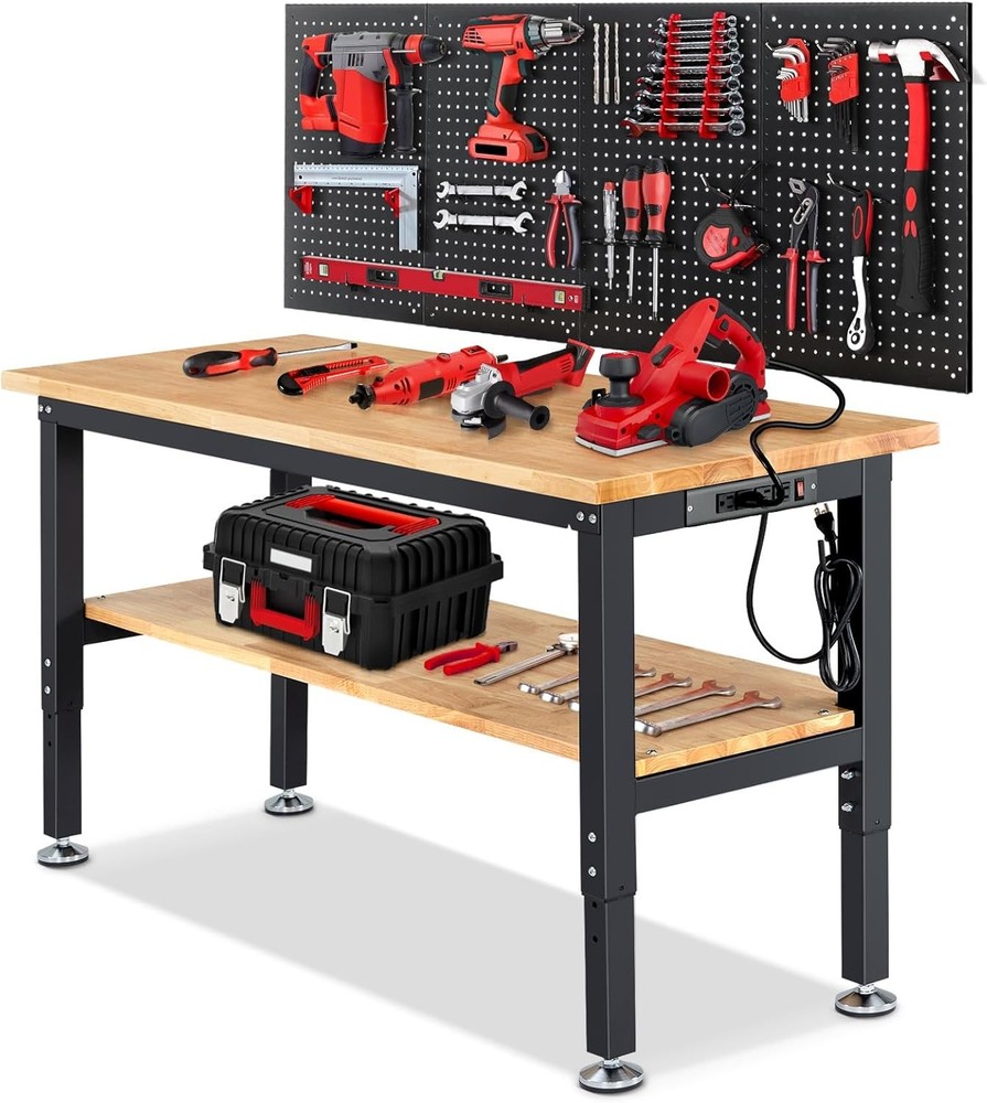 Work Bench Garage Workbench Adjustable Height Work Table Shop Woodworking 41 x