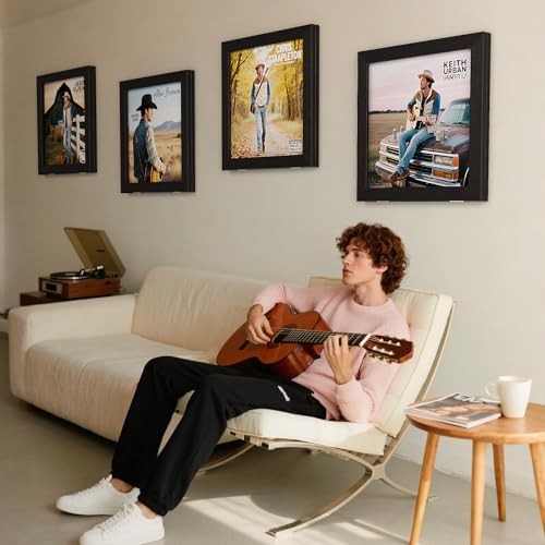 Vinyl Record Frame for the Wall, Vinyl Record Display Frame, 2 Pack Black