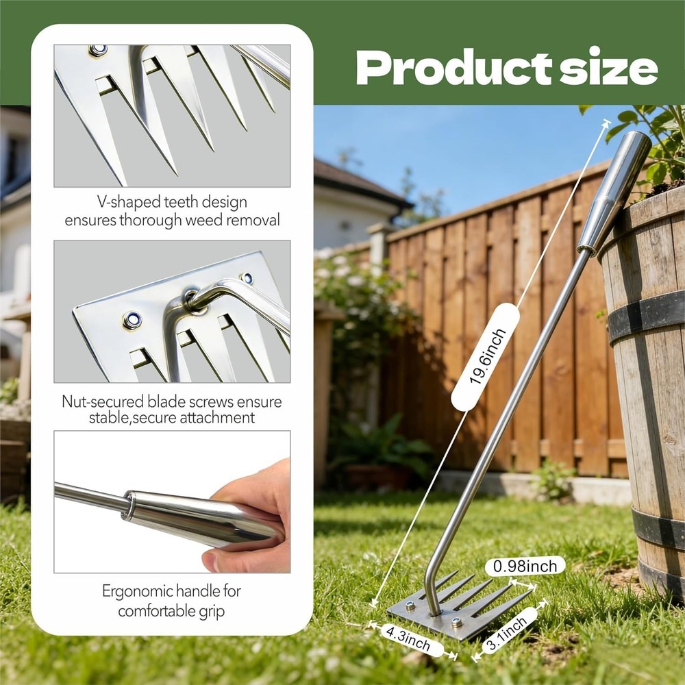 Weed Puller Tool, 2026 Portable Manual Weeding Tools Gardening, 5 Teeth Head ...