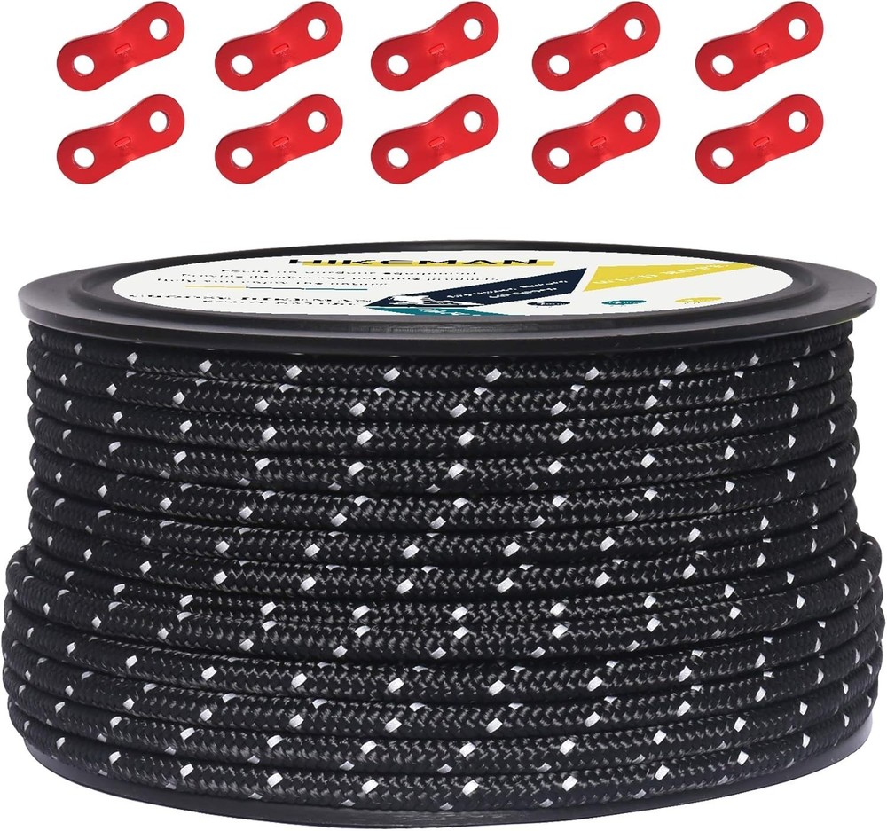 164ft Guyline Solid Braid Nylon Rope for Outdoor Activities