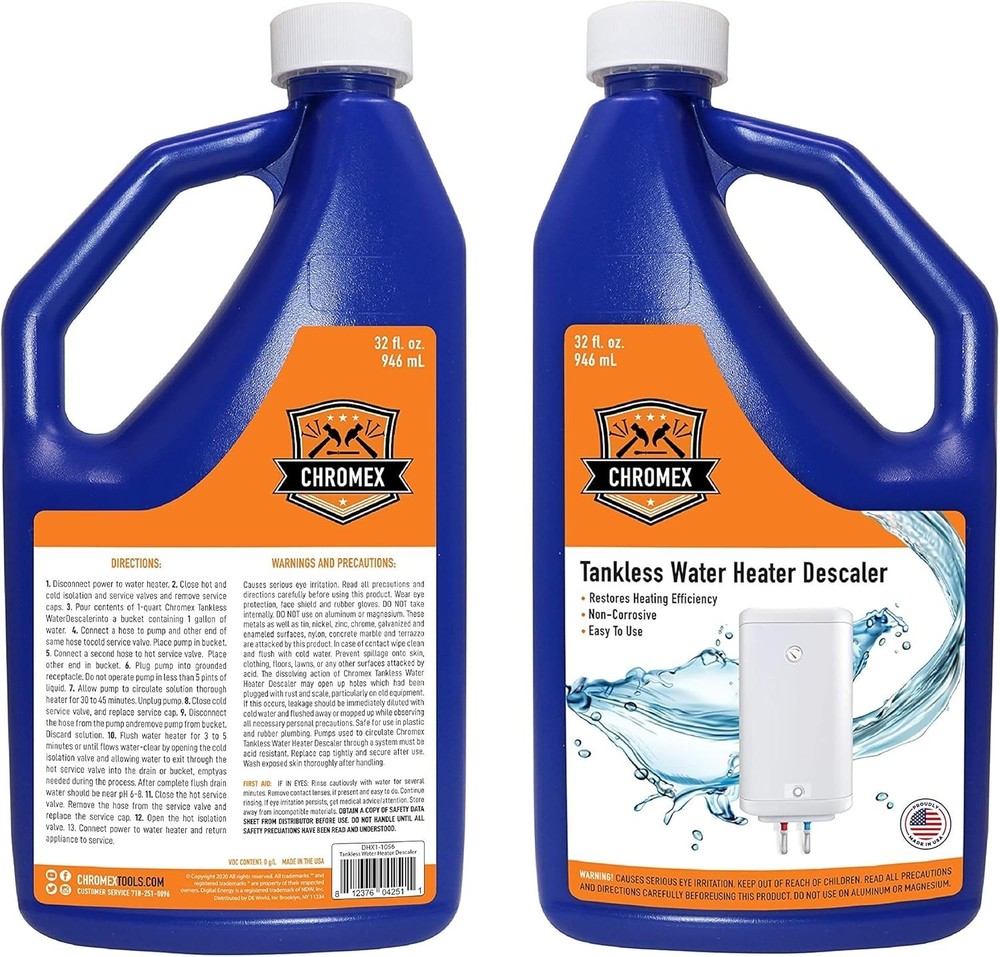 Chromex Tankless Water Heater Descaling Solution, Quart, 32 fl oz (1)