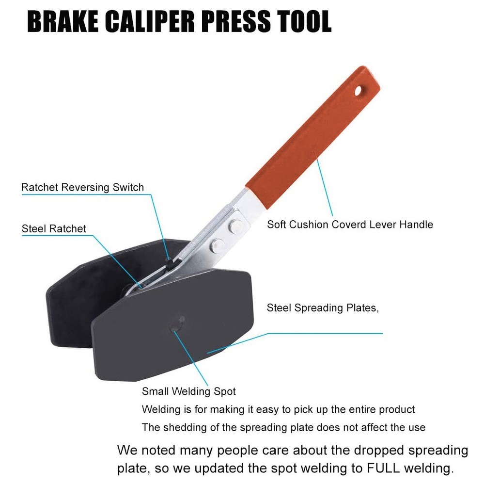 Portable Handle Brake Caliper Press Compression Tool 360° Swing Orange Tool