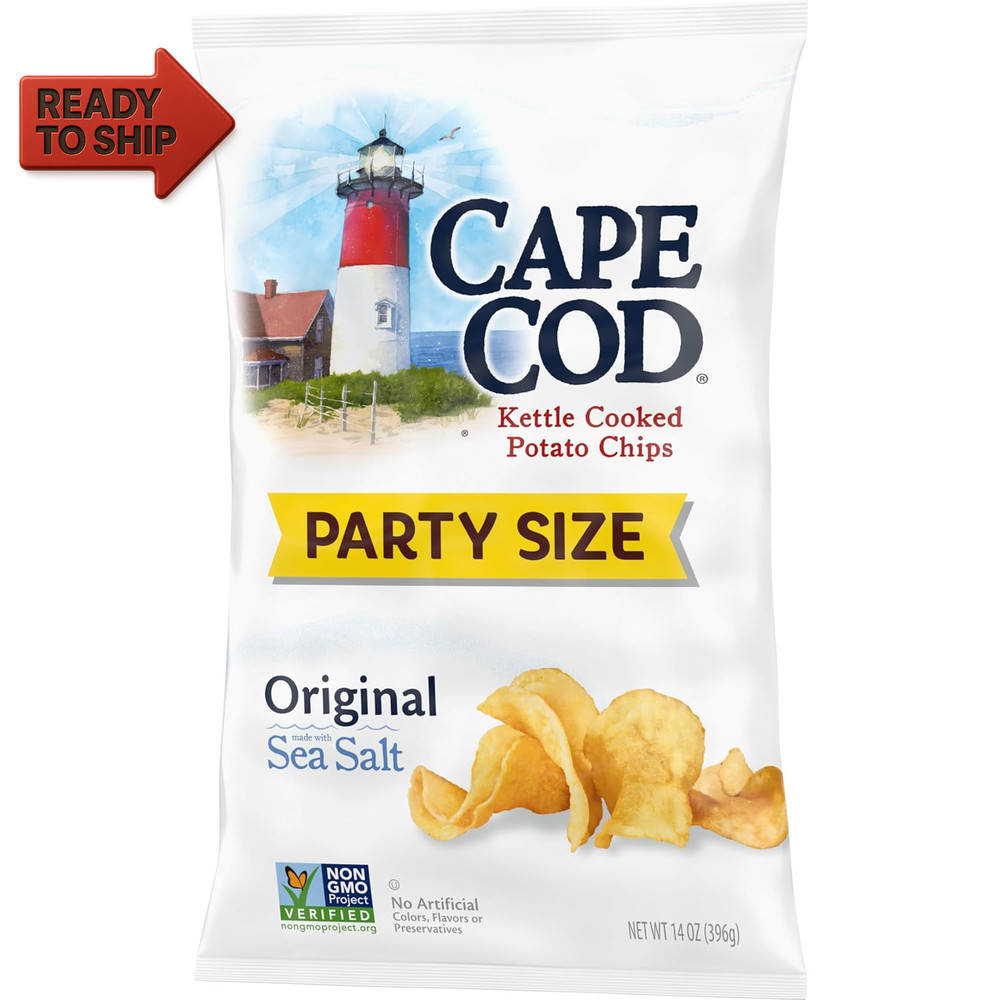 Cape Cod Potato Chips, Original Kettle Chips, 14 Oz Party Size (Pack of 3)