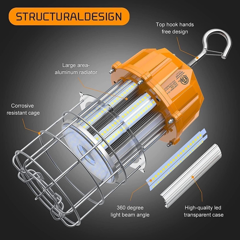 80W LED Temporary Work Light 11600LM Hanging Portable Construction Light 5000K