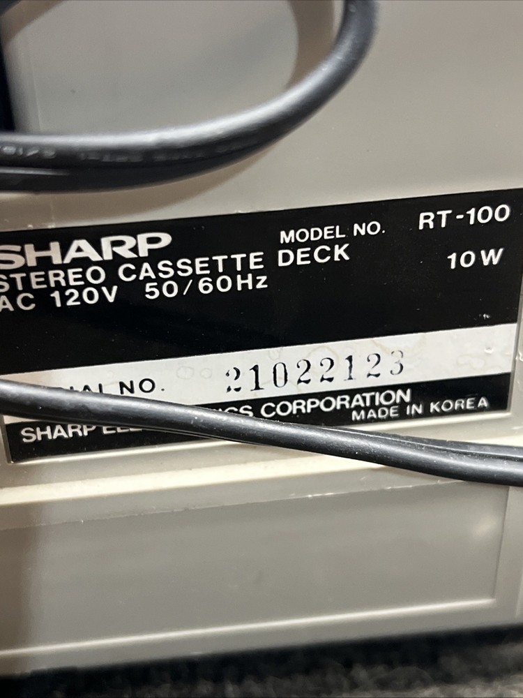 Used Sharp RT-100 Stereo Cassette Deck Dolby System - Powers On