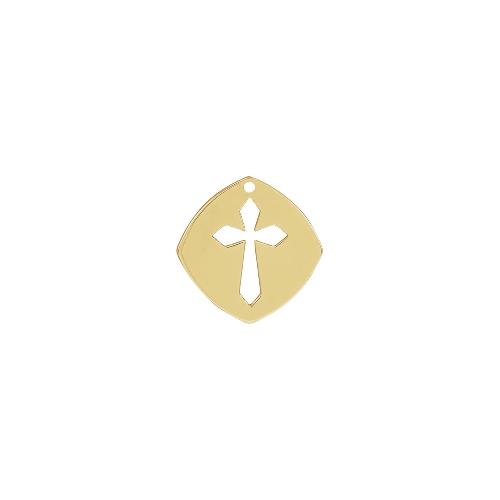14K Gold, Platinum & Silver Pierced Cross Dangle