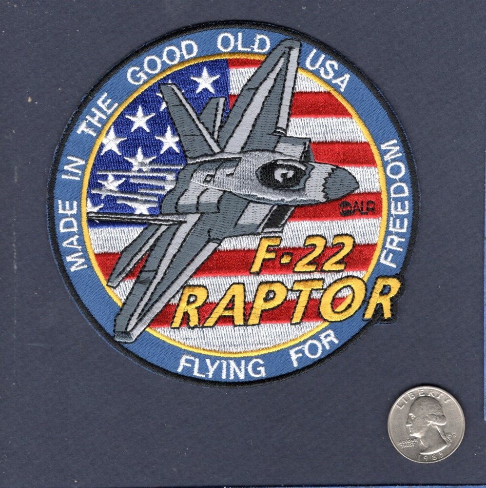 F-22 RAPTOR USAF FS Lockheed Martin Fighter Squadron Patch FFF