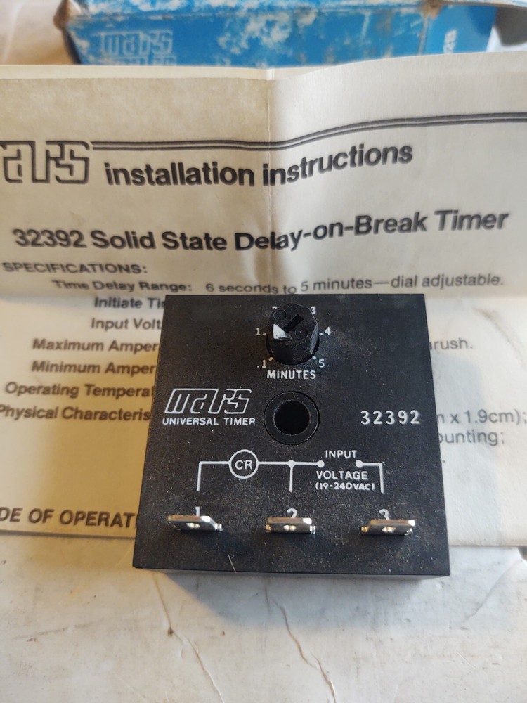 MARS # 32392 / UNIVERSAL TIMER . (INPUT 19-240 VAC). (DELAY TIMER .1 - 5 MIN.).