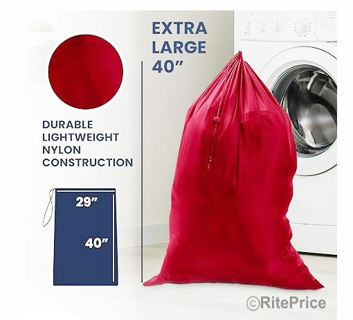 Large 29"X40" Laundry Bag Washable Heavy Duty Locking Drawstring Bag (2 Pack)