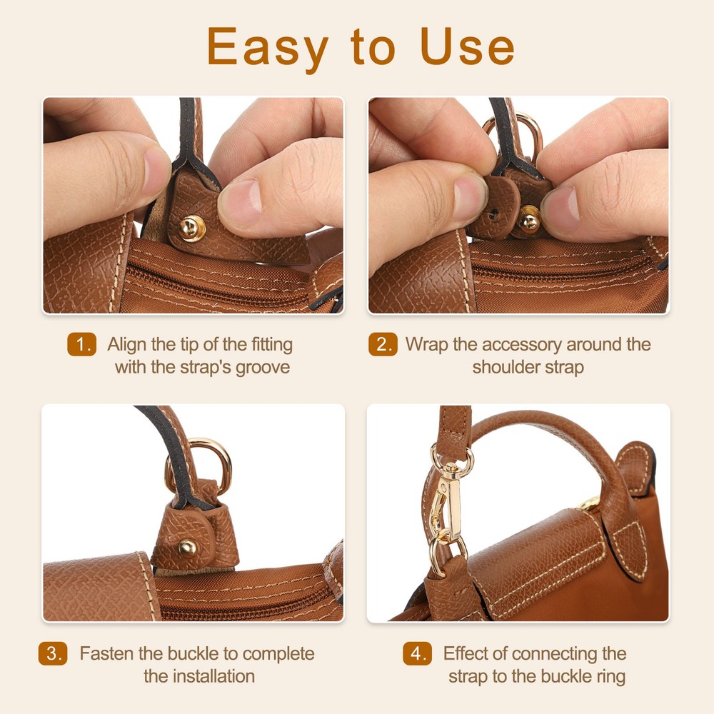 Leather Adjustable Replacement Bag Straps, Light Brown, Silver Buckle